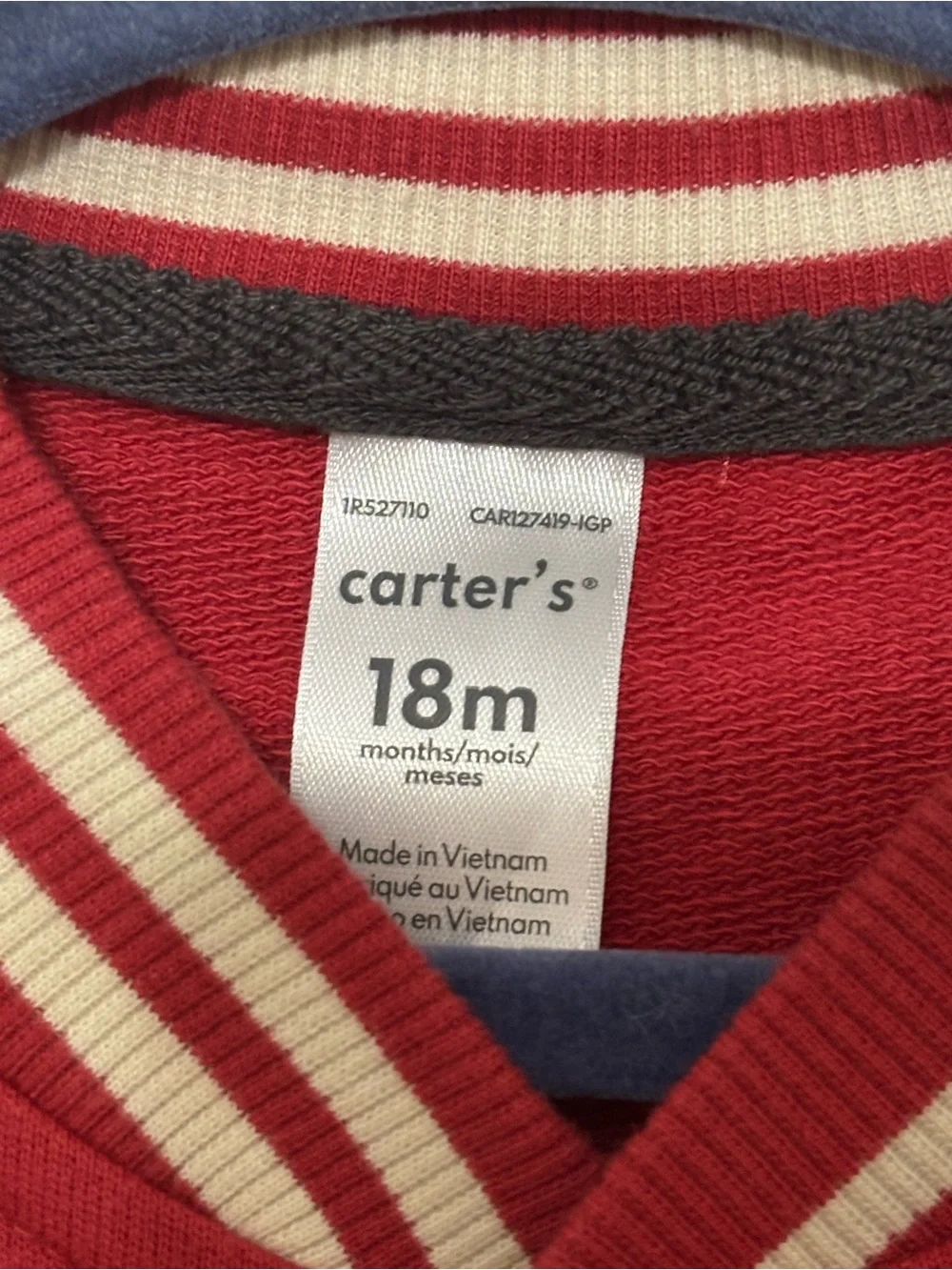🎉 (18m) Carter's Toddler Boy Red Cream Varsity Snap Front Jacket